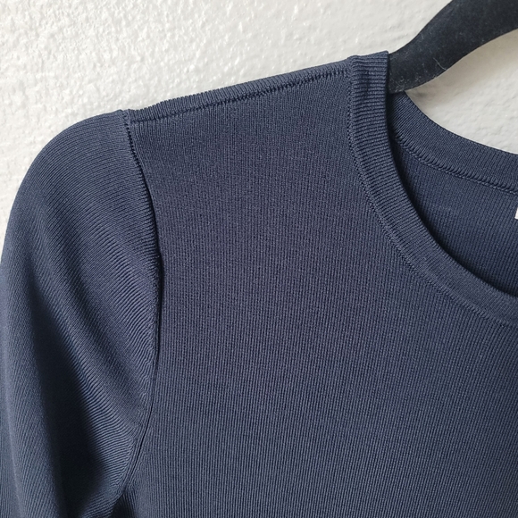 Tommy Hilfiger Knit Fit and Flare Pleated Sweater Dress Size Small Color Navy - Picture 3 of 10